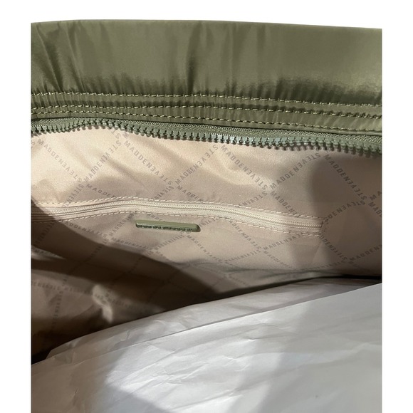 Steve Madden‎ Olive Green Quilted Tote Bag Zip Pocket New with Tags - Picture 10 of 12